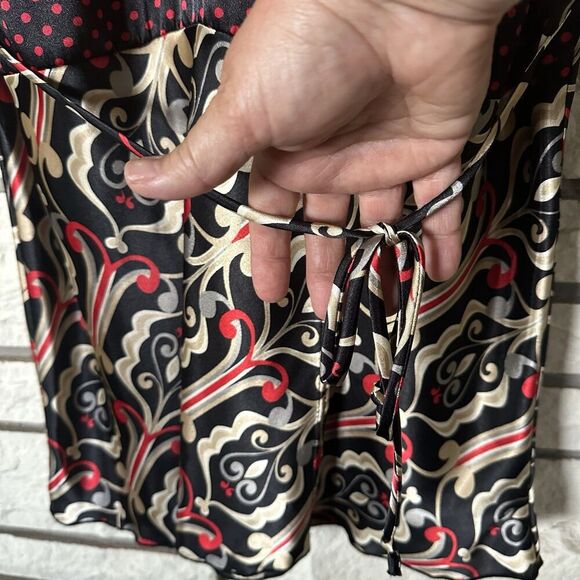 MOA MOA Vintage 90's Y2k Tie Back Babydoll Top Womens Large Paisley Polka Dot - Picture 3 of 7